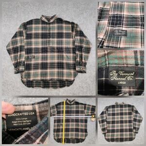 The Vermont Flannel Co Company Mens L Large 100% Cotton Plaid 1/4 Button Shirt